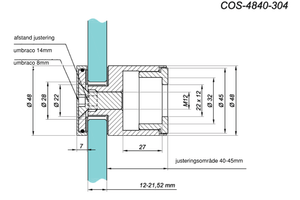 Glasadapter 02 justerbar til glasrækværk 16.76-21.52mm