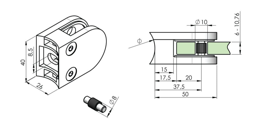Glasklemme model 20