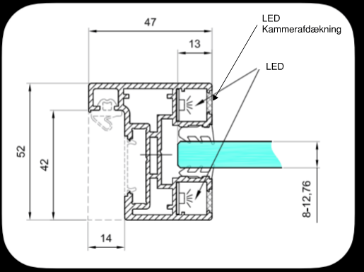 LED kammerafdækning til profilramme