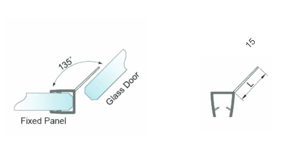 Transparent tætningsliste mellem brusedør-gulv eller væg