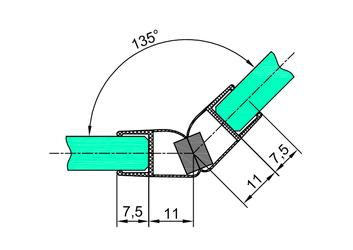 Magnettætningslister 135°