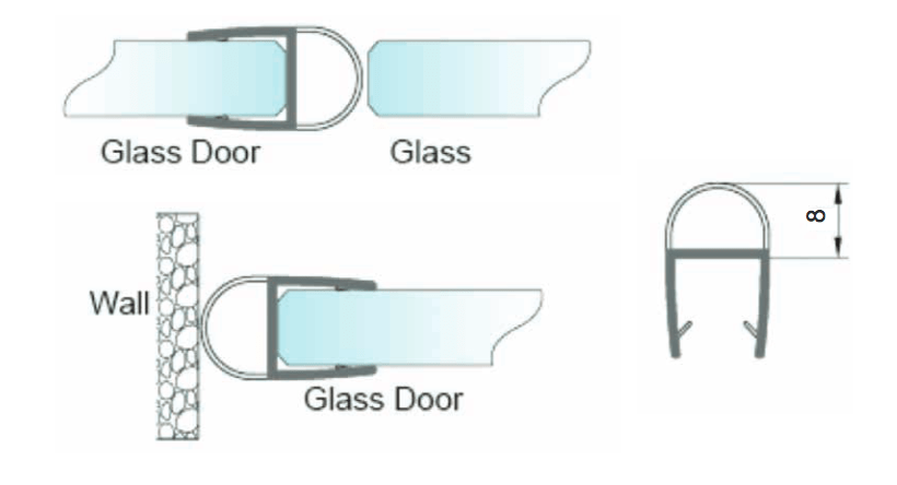 Transparent bobleliste til tætning af brusekabine