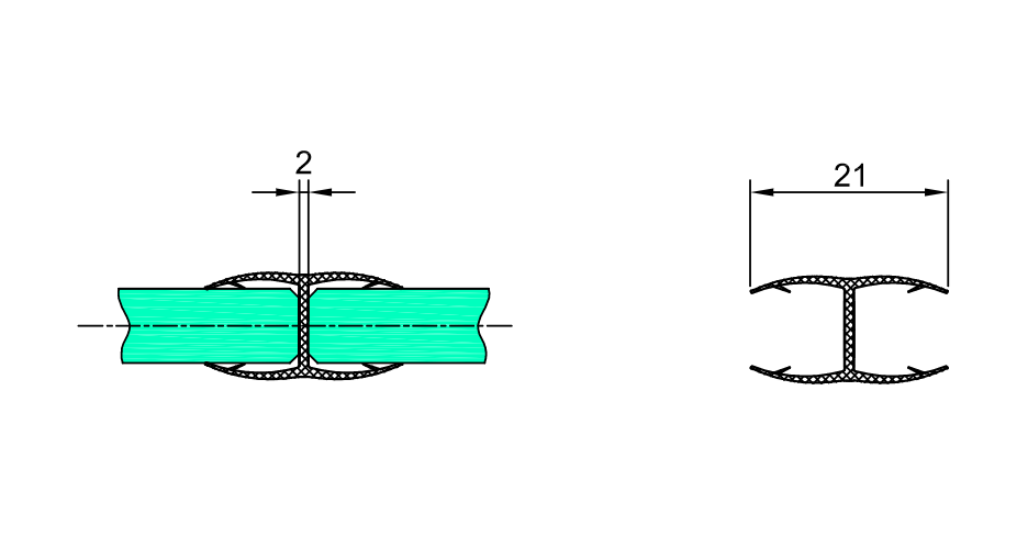 glas-beslag-Transparent tætningsliste type H