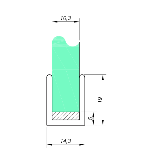 U profile til 10 mm glas