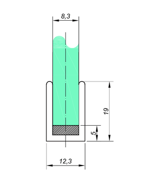 U-profil 8 eller 10mm glas sort