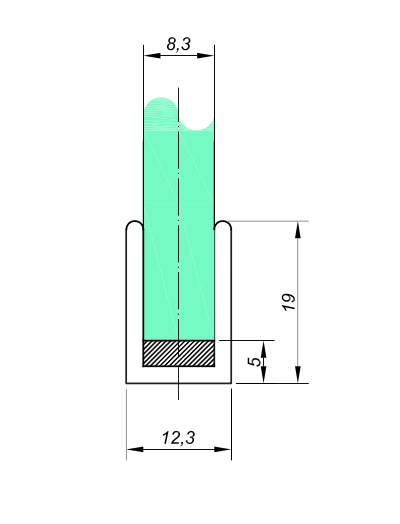 U profile til 10 mm glas