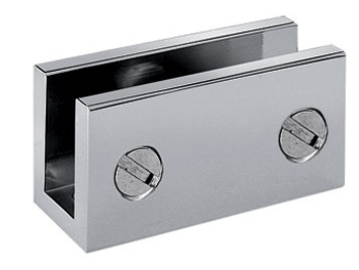 Glashyldeholder firkant til 6-10 mm glas i børstet eller poleret stål effekt