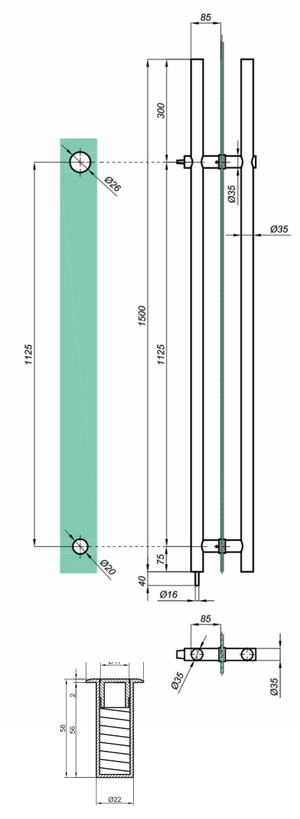 TT Dørgreb rundt rør med lås