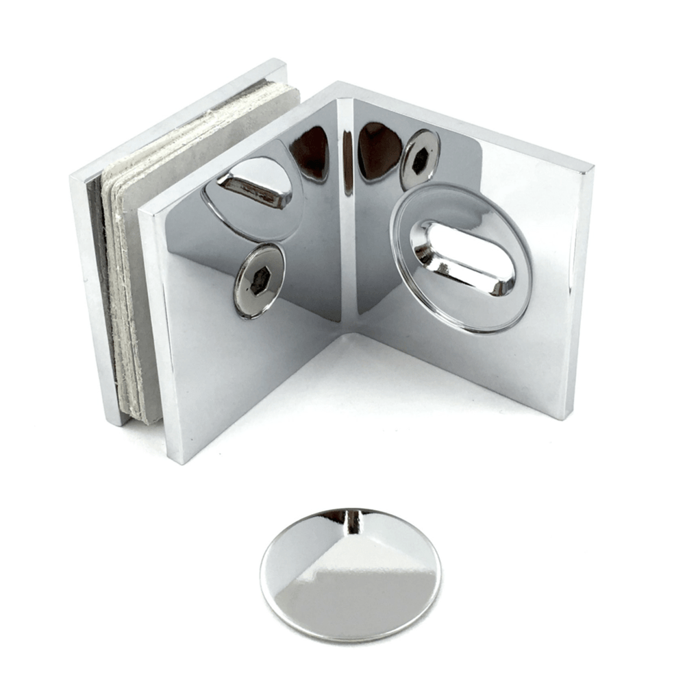 Fastglasbeslag glas/glas 45mm x 45mm 90°