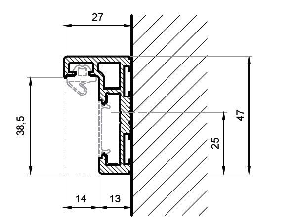 Dørkarmprofil type L til glasdør sort