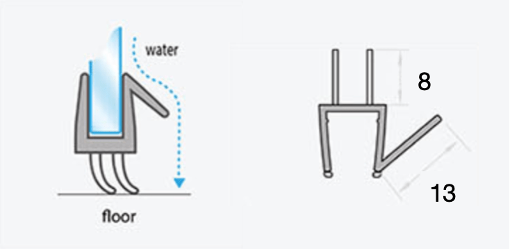 Tætningsliste transparent 8mm læber 13mm vandnæse