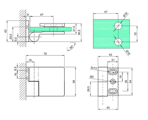 Hængsel væg/glas 90°, VERONA med lift funktion