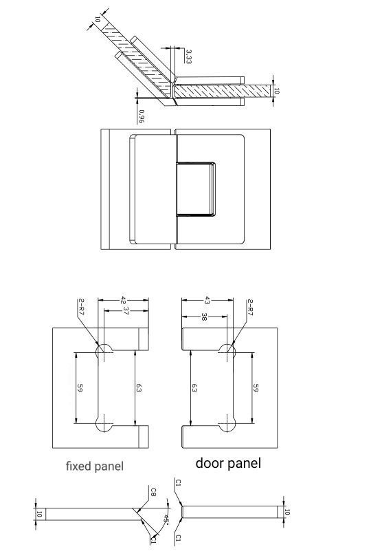 Hængsel glas/glas hængsel 135° VERONA PREMIUM i guld