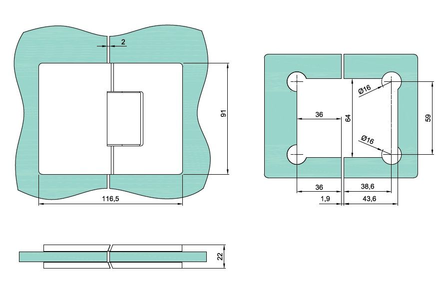 Hængsel glas-glas 180-grader VERONA PREMIUM