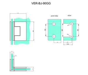 Væg/glas hængsel 90° Verona VER-BJ-90GG-B