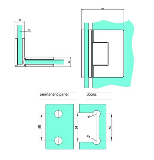 Swinging hinge glass-glass 180º Verona