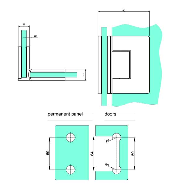 Swinging hinge glass-glass 180º Verona