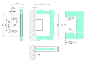 Hængsel væg-glas 90-grader VERONA PREMIUM