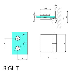 VERONA SLIM lift væg-glas 90° højre