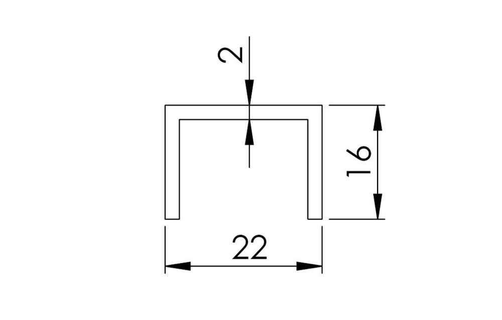 Firkantet håndliste til glas i aluminium