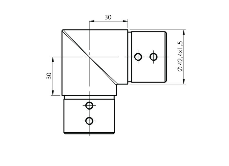 Hjørnesamling for ø 42mm håndliste