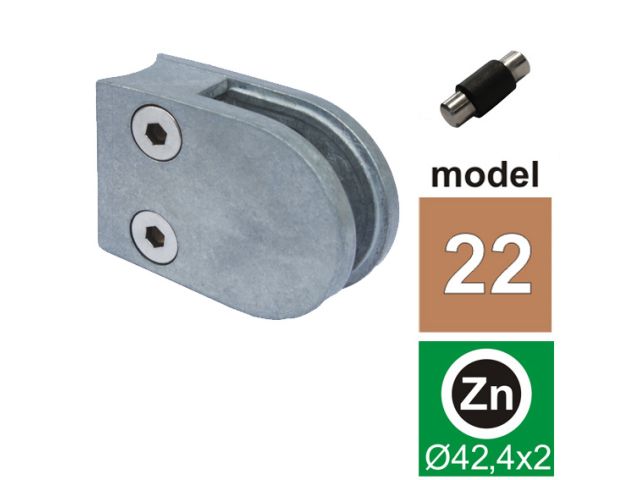 Glasklemme med pin Model 22 i Zink til 10,76 mm glas