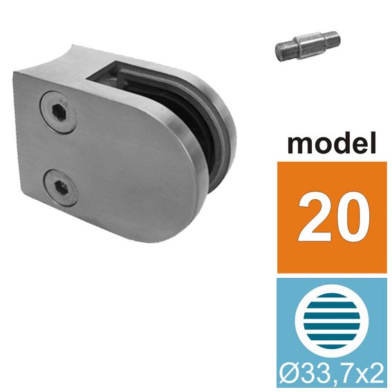 Halvrund glasklemme Model 20 til 8 mm glas