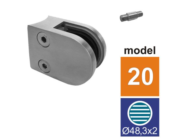 Halvrund glasklemme Model 20 i Zink til 10,76 mm glas