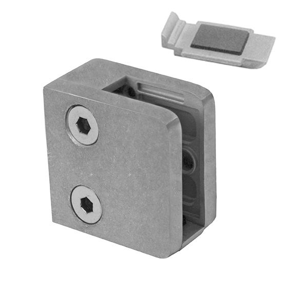 Glasklemme med plade+pin Model 23 til 10 mm glas