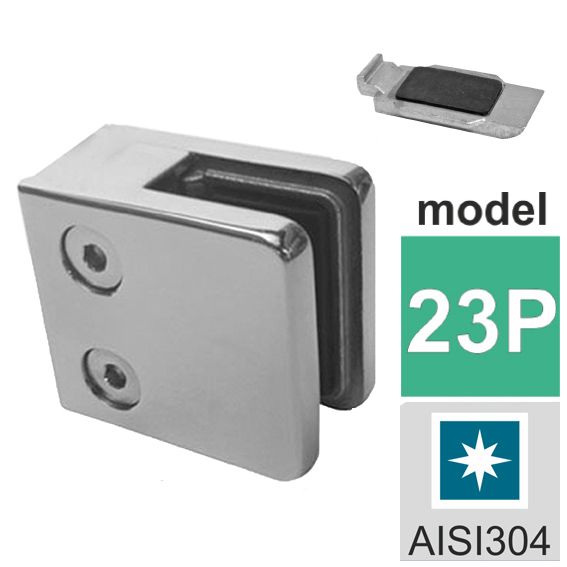 Glasklemme med plade+pin Model 23 til 10 mm glas