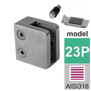 Glasklemme med plade+pin Model 23 til 10 mm glas