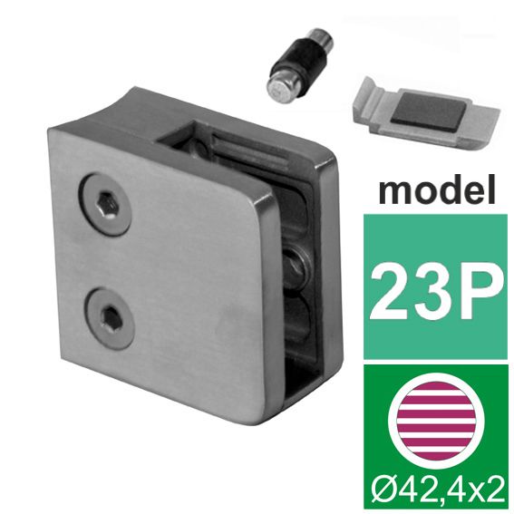 Glasklemme med plade+pin Model 23 til 10 mm glas