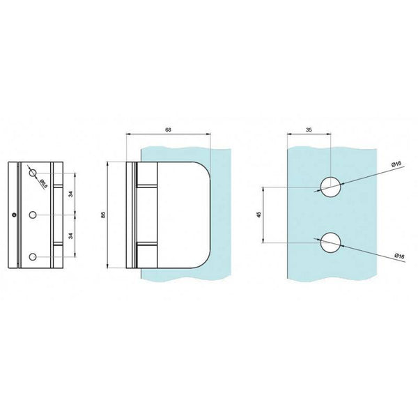 Profilhængsel til OFC dørkarme i sort